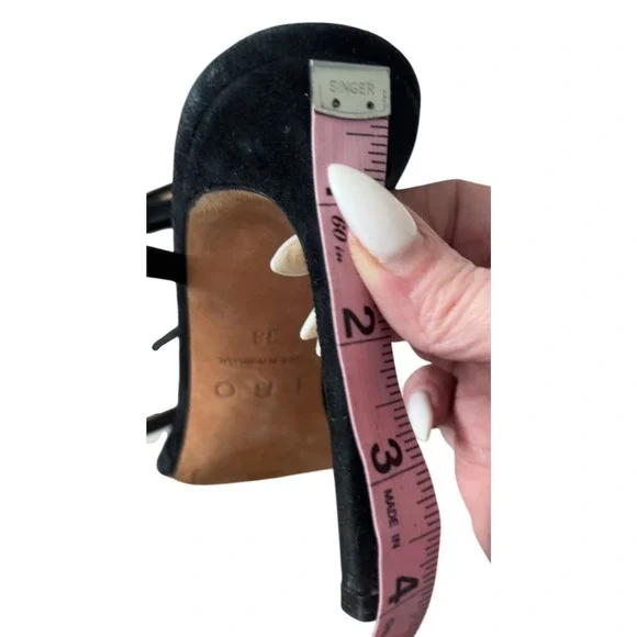 IRO Paris Romy Black Strappy Suede Sandal Stiletto Heels Size 38 - Picture 10 of 11